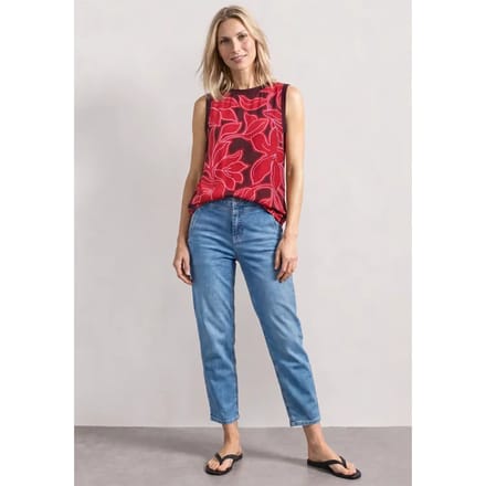 Blousetop met ronde hals en banddetail
