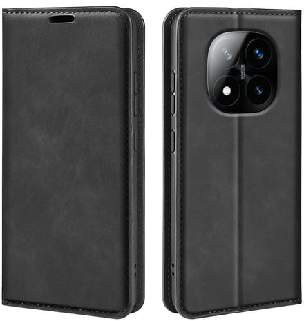 MobyDefend Hoesje - Geschikt voor Xiaomi Redmi Note 14 Pro Plus - Luxe Wallet Bookcase (Magnetische Sluiting) - Zwart