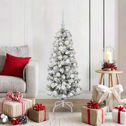 vidaXL - Kunstmatige - Hinged - Kerstboom - 150 - LED's - Groen - en - Wit - 120 - cm