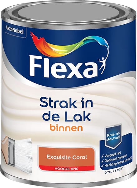Flexa - Strak In De Lak Binnenlak Hoogglans - Exquisite Coral - Mengverf - 750 Ml