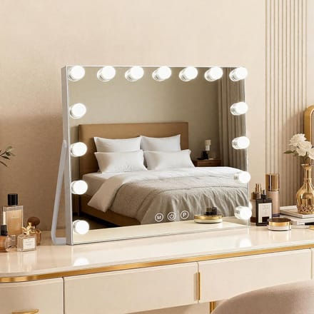 Grote Hollywood LED Make-up Spiegel met 15 Lampjes en Infrarood Touchscreen