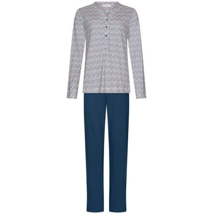 Pastunette - Rose Stream - Pyjama - Bio Katoen - Wit/Blauw - Maat 52