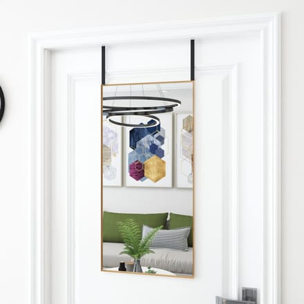 vidaXL - Deurspiegel - 40x80 - cm - glas - en - aluminium - goudkleurig