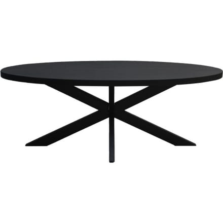Livingfurn - Zwart Ovale Eetkamertafel - - Mango Hout - 210 cm