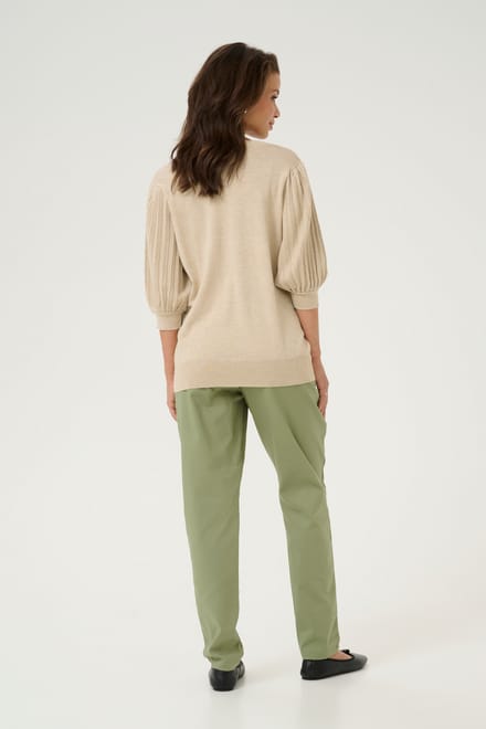Kaffe KAlone Knit Pullover 1/2 SL Dames Trui - Feather Gray Melange