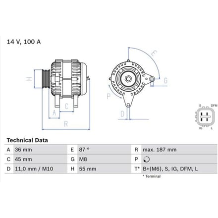 Driefasige generator BOSCH 0 986 046 120