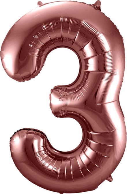 Folat - Folieballon Cijfer 3 Brons - 86 cm