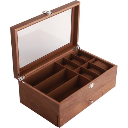 Horloge Opbergdoos Dubbele Laag Retro Brillen Display Case Verpakking Sieraden Organizer black