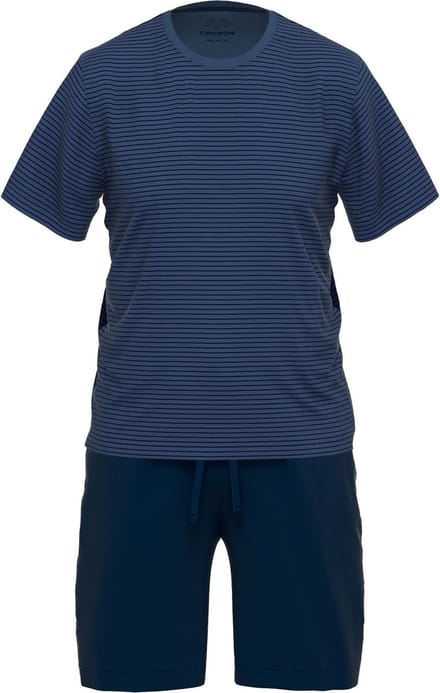 Ceceba Bamboo Heren Shortama - Blauw - Gestreept