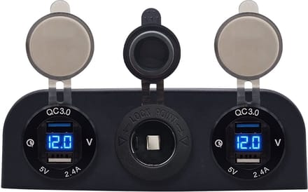 ProRide 12V USB Autolader 2 Poorten - 5V/2.4A - Voltmeter en 12V/24V Sigarettenplug - Drievoudig opbouw