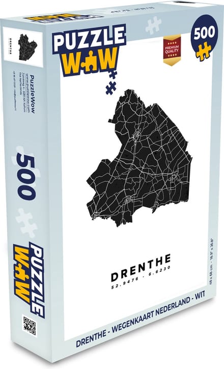 Puzzel Drenthe - Wegenkaart Nederland - Wit - Legpuzzel - Puzzel 500 stukjes