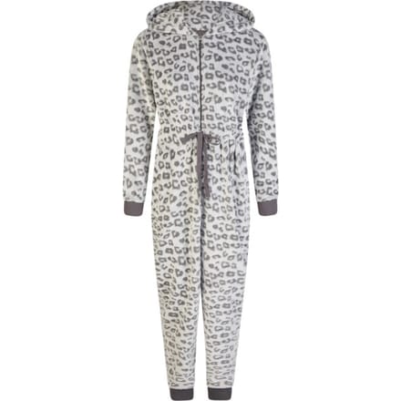 By Louise Dames Huispak Onesie Fleece Grijs Panterprint - Maat XL