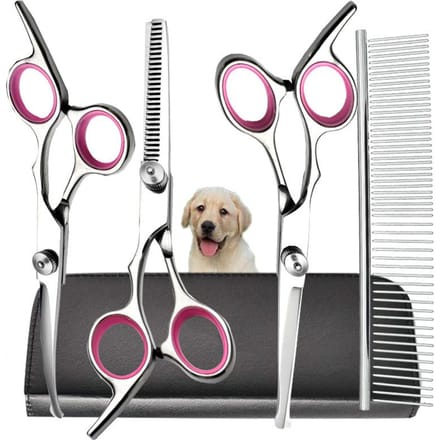 Ensemble de ciseaux de beauté pour chien avec pointe circulaire sûre, ensemble de ciseaux de beauté professionnel pour chien en acier inoxydable gray