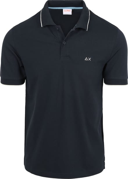 Sun68 Poloshirt Small Stripe Collar Donkerblauw (navy) - Maat XXL - Heren