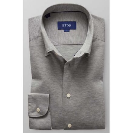Eton Overhemd Piqué Long Sleeve Poloshirt Licht Grijs / male