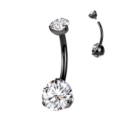 Piercing sierlijk dubbele steen zwart - LMPiercings