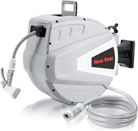 Slanghaspel - Tuinslangtrommel - Tuin bewateren - Automatisch oprollen - 30 meter - Grijs