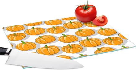 Glazen Snijplank - 28x20 - Herfst - Pompoen - Patronen - Snijplanken Glas
