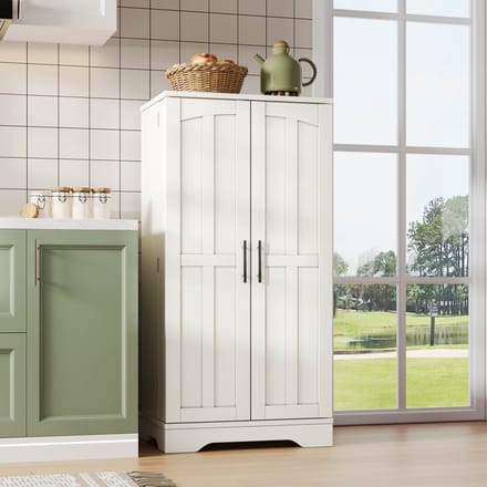 Wishdor Opbergkast Met Led-Sensorverlichting - 2-Deurs - Verstelbare Legplank - Deurvakken - Mdf - Wit - 120 X 60 X 40 Cm