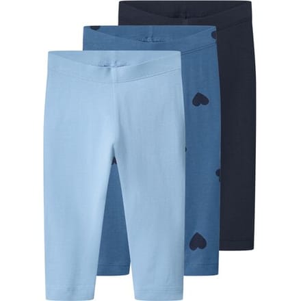 LUPILU Set van 3 kinder capri leggings (Blauw/donkerblauw, 122/128)