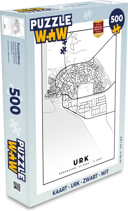 Puzzel Kaart - Urk - Zwart - Wit - Legpuzzel - Puzzel 500 stukjes
