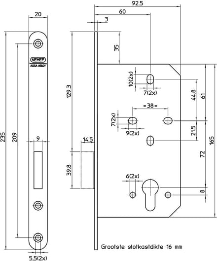 Insteek Kastslot Nemef 638/2 Kv 60 Mm Pc