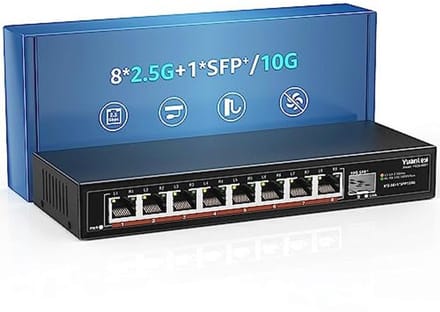 Ethernet Switch 2,5G - 8 Poorten, 60 Gbps, 10G SFP, Ventilatorloos