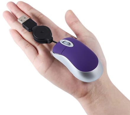 Mini intrekbare USB optische scrollwielmuis voor pc en laptop (paars)