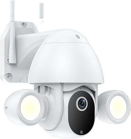 Beveiligingscamera Buiten - IP Camera Dome - Huis Beveiligen - Met Schijnwerper Nachtzicht - 3MP - Wit