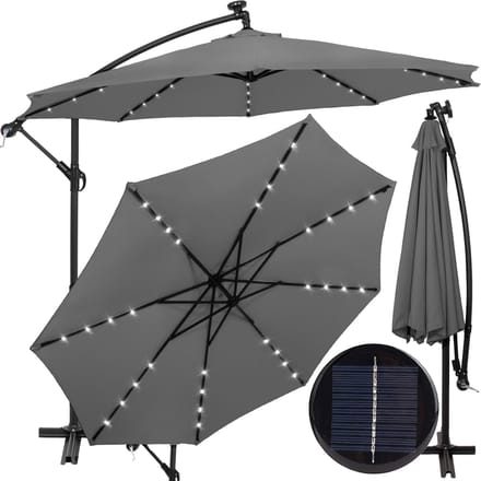 Springos Parasol | LED | Parasols | Kantelbaar | Met Ventilatie | Grafiet | Ø300 CM