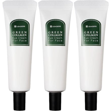LEADERS Crème Contour des Yeux Intensive au Collagène Vert pour Visage Trio Fermeté Hydratation 30ml x 3