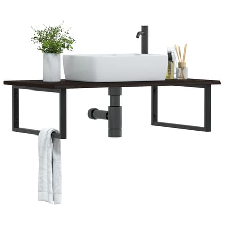 vidaXL - Badkamer - wandschap - staal - en - massief - eikenhout