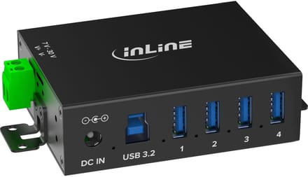 InLine industriële USB hub | 4x USB-A | USB3.0 5 Gbps | 24W voeding