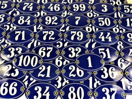 Emaille Huisnummer - Woonaccessoire Bord - Huis Identificatie - Ovale Vorm - Nummer 14 - Blauw Wit