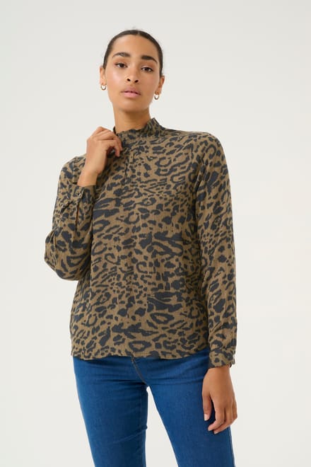 Blouse met lange mouwen Regular fit Major Brown/Black Leopard