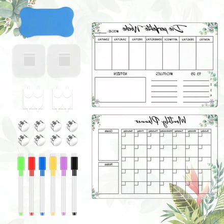 Magnetische Huishoudplanner Set van 2 Stuks - Week- en Maandplanner, Waterdicht en Scheurvast voor op de Koelkast