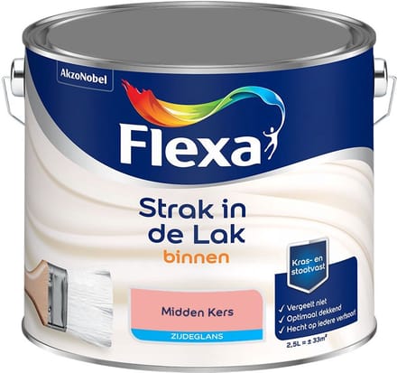 Flexa - Strak In De Lak Binnenlak Zijdeglans - Midden Kers - Mengverf - 2,5 L