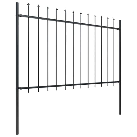vidaXL - Tuinhek - met - speerpunt - staal - 1005x120 - cm - zwart