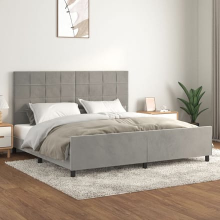 vidaXL - Bedframe - zonder - matras - 200x200 - cm - fluweel - lichtgrijs