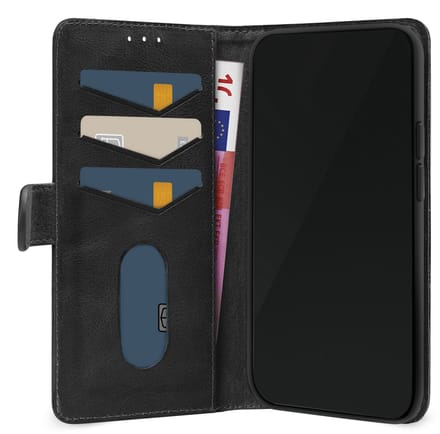 Mobilize Bookcase hoesje geschikt voor iPhone 16e - Effen Zwart - Leer