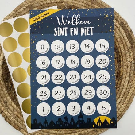 Sinterklaas aftelkalender tot 5 december - incl. stickers