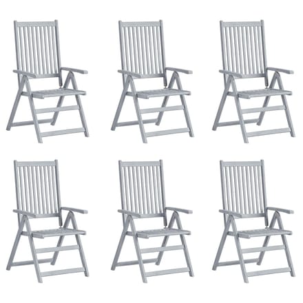 vidaXL - Tuinstoelen - 6 - st - verstelbaar - met - kussens - massief - acaciahout