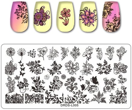 Born Pretty - Nagel Stempelplaat - DRDS-L005 - Bloemen en Ornamenten