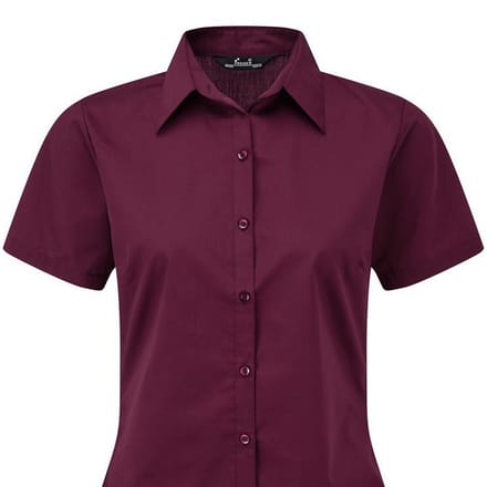 Premier Popeline blouse met korte mouwen / Gewoon werkoverhemd (Aubergine)