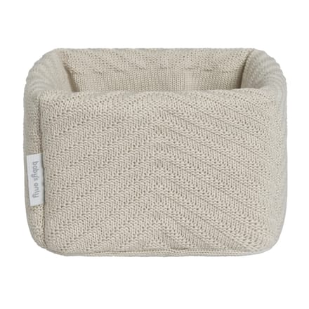 Baby's Only Gebreide commodemandje - Opbergmandje met visgraatmotief - Commode organizer - Babykamer accessoires Grace - Warm Linen
