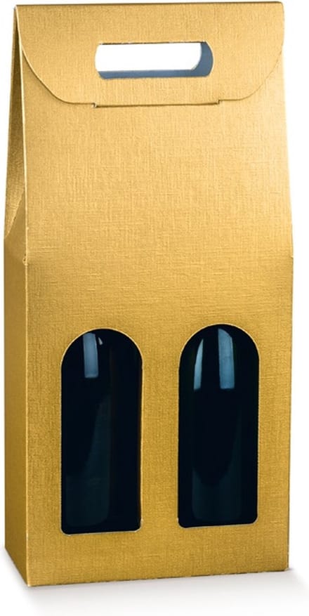 Wijnverpakking 2 flessen GOUD, 18x9x38,5cm (30 stuks)