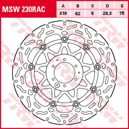 Remschijf TRW MSW230RAC, 1 Stuk