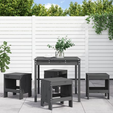 vidaXL - 5-delige - Tuinset - massief - grenenhout - grijs