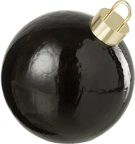 J-Line kerstbal - glas - zwart - medium - LED lichtjes