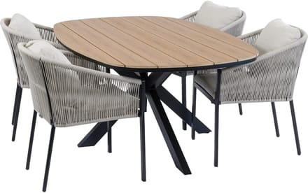 Tuinset Elvira/Cadiz | 4 personen | Deens ovaal 180 cm | Rope & Tecon Teak